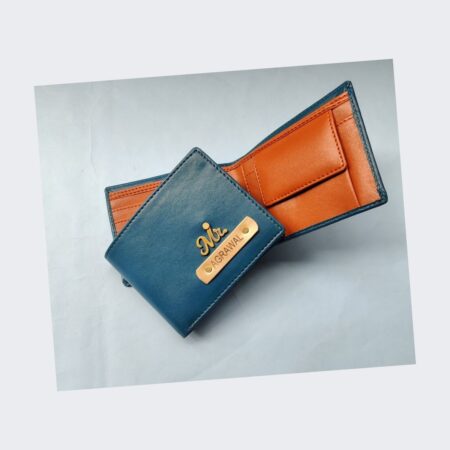 Men's Dual Wallet ( Blue+Tan) - Personalized Mens wallet - Customized gifting - PlushGifting