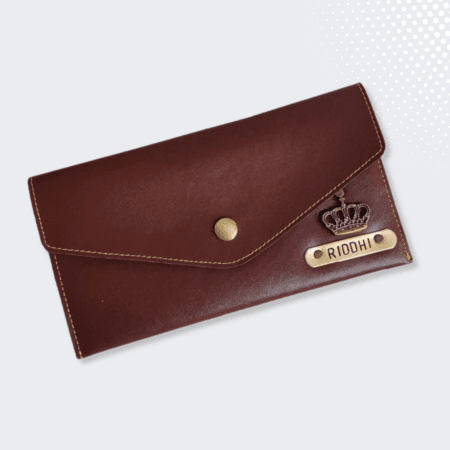 Brown Minimal Clutch - Customized ladies Wallet - ladies wallet - personalized gifting - Plush Gifting