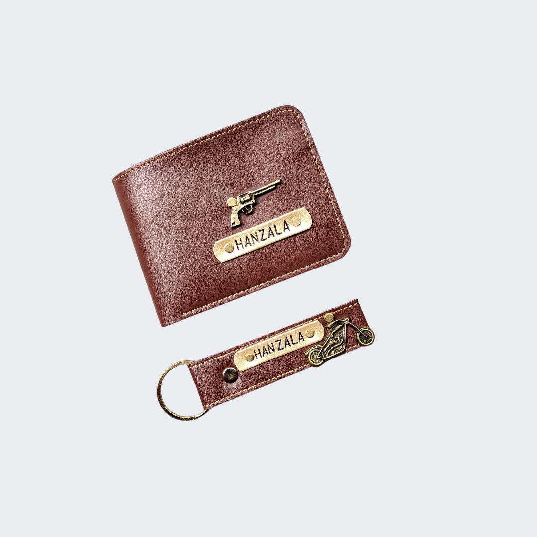 Plain Stitched Type Brown Leather Wallet Keychain Combo, For Promotional  Gift at Rs 420 in Mumbai