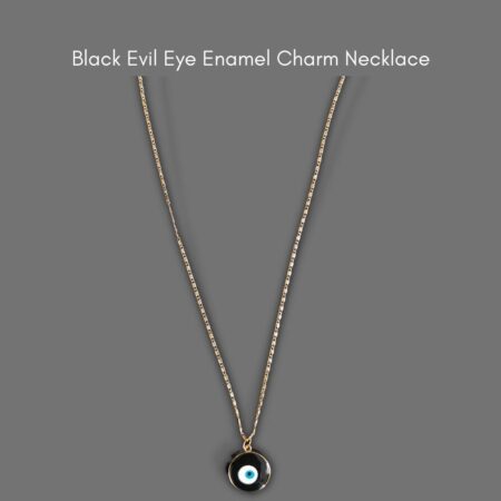 Black Evil Eye Enamel Charm Necklace