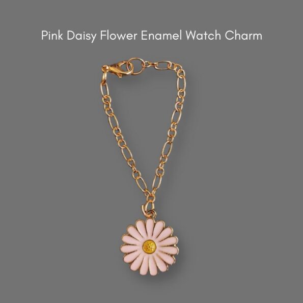 Pink Daisy Flower Enamel Watch Charm – Set Product – Plush Gifting Co